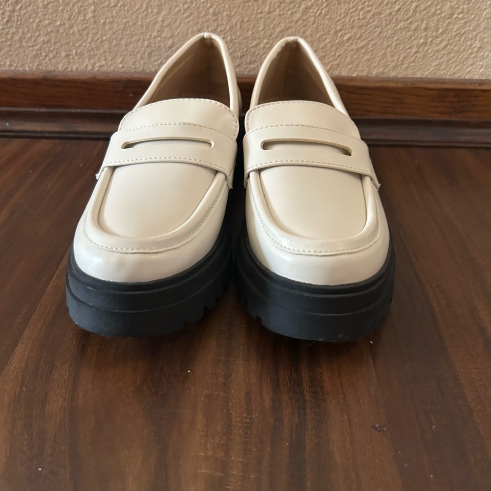 A New Day Cream Loafers with Black Soles